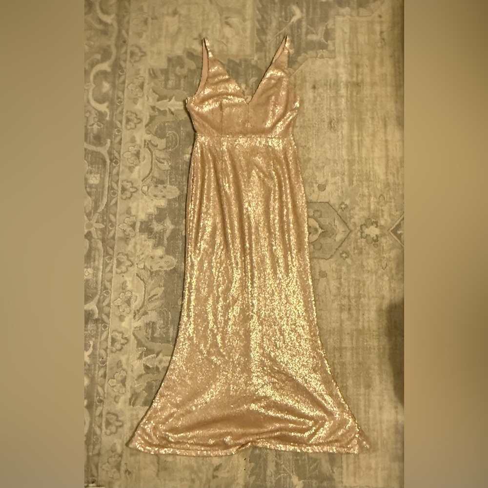Lulus Brand dress. Rose Gold full length. Size Medium. Worn once.